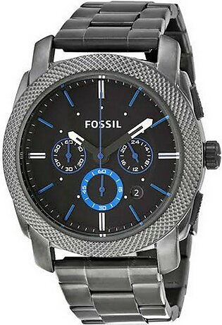 Fossil Machine Black Dial Chronograph Gunmetal Stainless Steel Watch For Men FS-4931