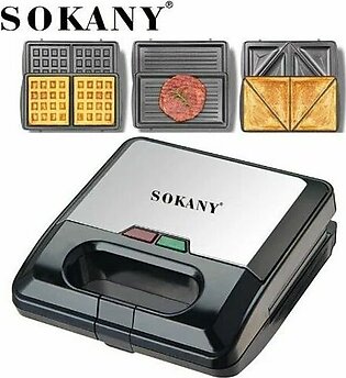 Sokany 3 In 1 Multifunctional Electric Sandwich Maker With Detachable Nonstick Waffle And Sheet Pan Waffle Panini Maker