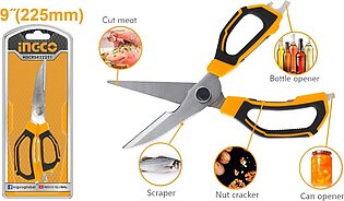 Ingco 5 In 1 Kitchen Scissors 9 (bottle Opener, Can Opener, Nut Cracking, Scraper, Meat Cutting)