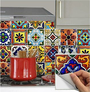 Techmanistan Pack Of 48 - 3d Embossed Truck Art Themed Tile Stickers For Living Room, Kitchen And Bathroom - 6x6 Inches Each