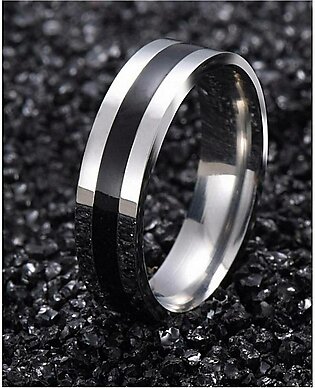 Silver Black Stainless Steel Ring For Men