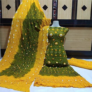 New Collection   i Chuniri Dress Fabric Linen   Work:-Hand Made Chuniri  3Pc (Shirt, Dupatta & Trouser)