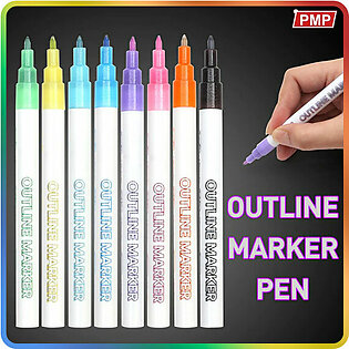 Outline Marker Pen Double Line Pen, 8 Colors Glitter Marker Pen Fluorescent Outline Pens For Gift Card Writing, Drawing, Diy Art Crafts