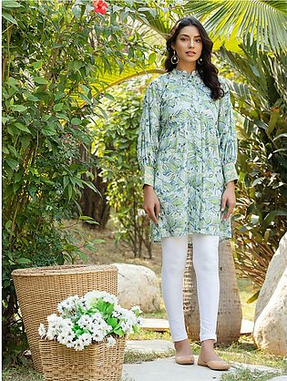 Salitex Stitched 1 Piece Printed Kurta Shirt For Girls And Women Cotton Viscose Ready To Wear - Collection: Casual Pret - Design Sku: Cps23de003l