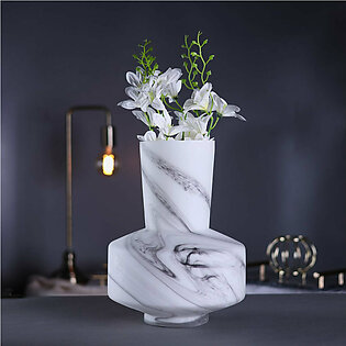Flower Vases For Home Decoration- Pure Marble flower Pots- Large Grey 