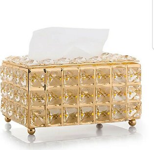 The Drawing Room-High Quality Rectangular Beaded Metal Tissue Box Paper Acrylic Tissue Box