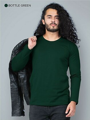 Plain Full Sleeve T-shirts For Men Green