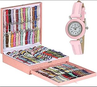 Watch For Woman Difrent Stap 16 Piece Multicolour Strap Woman Watch