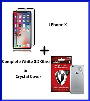 Iphone X Full Screen 3D black Complete Tempered Glass Protector + Iphone X Back Protector Matte