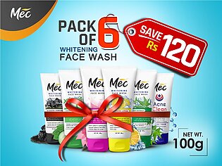 Mec Whitening Face Wash (pack Of 6) 100gmflawless White,activated Charcoal,acne Clean,oil Clean Lemon,cucumber Extract,neem Extract