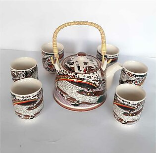 Ceramic Tea Set Kettle With 6 Piece Mugs Set