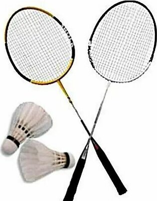2 Badminton Rackets For Adults With 2 Feather Shuttles - Japanese