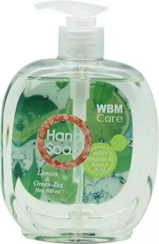 Wbm Care Hand Wash, Lemon And Green Tea – 500ml | Liquid Hand Wash Soap