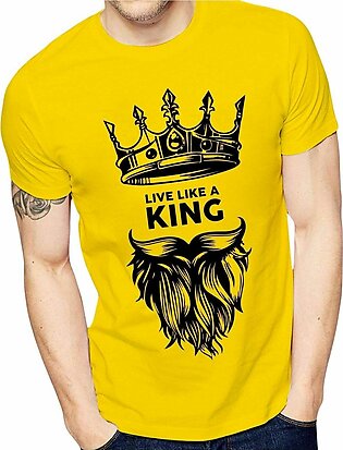 King Style Amazing Summer Collection Smart Fit White Trendy Printed O-neck Half Sleeves T Shirt For Men