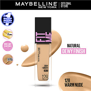 Maybelline Ny New Fit Me Dewy + Smooth Liquid Foundation Spf 30 - 128 Warm Nude 30ml - For Normal To Dry Skin