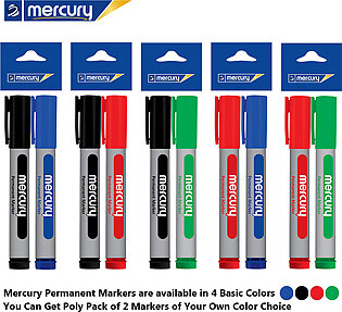Mercury Permanent Marker-Round Tip (2 Pcs Poly Pack)
