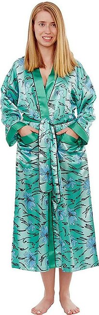 Valerie Women Silky Nighty,silk Night Suits For Women Comfy Satin Classic Long Robe/gown Featuring Contrast Trims & Piping Nightwear Sleepwear