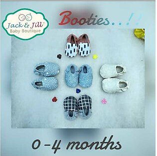 Jack & Jill - New Born Baby Footwear Soft Cotton Shoes / Booties Pack of 5 Pair