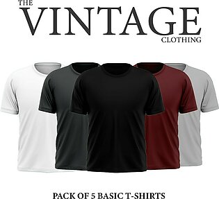Pack of 5 multicolour plain half sleeves T shirt for men in wholesale price