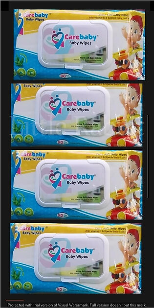 Care Baby Cotton Baby Wipes (4 Packs) (80 Wet Sheets Each)