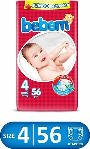 BEBEM bebem Baby Diaper - Size NO  4-  large /Maxi - 56 Pieces-( 7 - 18 kg )