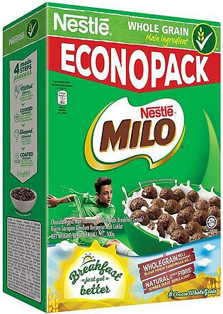 Breakfast Cereal - Nestle Milo Whole Grain Chocolate & Malt Flavoured Wheat Balls Breakfast Cereal Econo Pack 450g