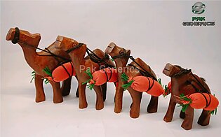 Camel Hand Made Wood Handi Craft Camel Wood 4 Pcs Set