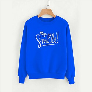 U Make Me Smile Print Crew Neck Full Sleeves Sweatshirt For Both Girls/boys
