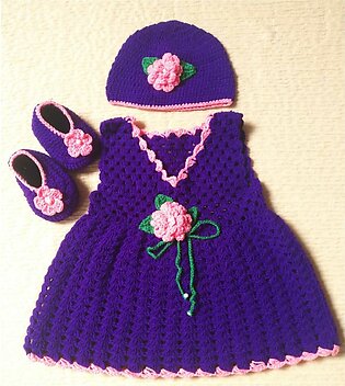 Woolen Dress For Baby Girl / Crochet Clothes Set