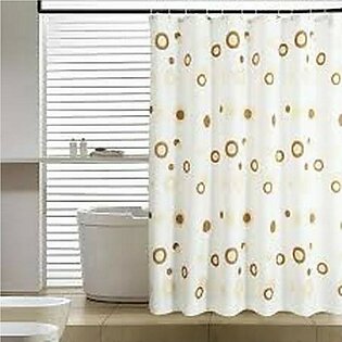 Waterproof Shower Curtain With 12 Rings For Bathroom Toilet- Multi Color