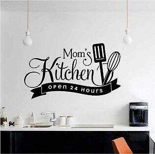 Mom`s Kitchen Open 24 Hours Wall Art Stickers Self Adhesive Kitchen Tile Sticker ( 12 X 24 Inches)