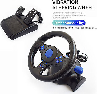 Ibex Racing Wheel Racing Game Steering Wheel With Responsive Gear And Pedals Dual Clutch Launch Control Vibration Controller Compatible Pc /ps2/ps3