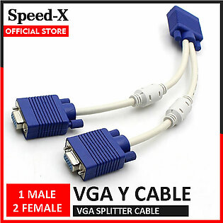 Speed X Vga Y Cable (vga Splitter) - 1 Male And 2 Female Vga