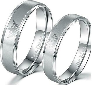Pack Of 2 - Stainless Steel Silver Couple Rings