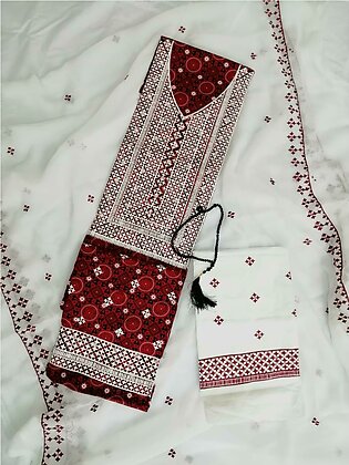 Sindhi Ajrak Embroidered Lawn 3 Piece Dress