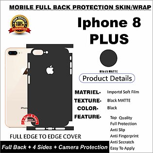 IPHONE APPLE 8 PLUS FULL BACK 360 Protection Skin / Wrap - MATTE BLACK