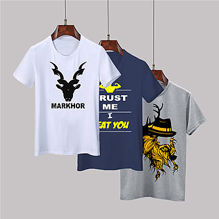 Eplaza Summer Pack Of 3 Printed T Shirt For Mens And Boys