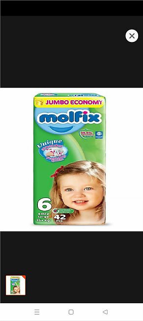Molfix Baby Diaper Size 6 Xl 42 Pcs Jumbo Pack 15+ Kgs