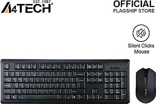 A4tech 4200ns - New Arrival - 2.4g Wireless Keyboard Mouse Combo Set - Silent Clicks Mouse - For Pc/laptop - Black