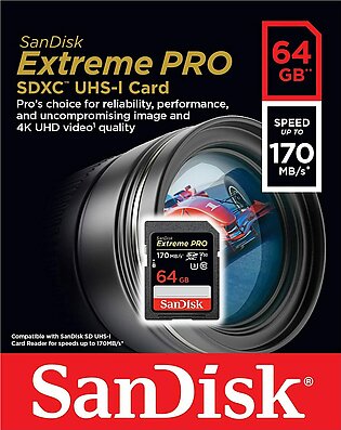 SanDisk Extreme PRO 64GB SDXC Memory Card up to 170MB/s, Class 10, U3, V30