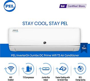 Pel Invertron 12k Jumbo Dc Prime 1ton Wi-fi T3 80% Energy Saving Air Conditioner With 10 Years Compressor Warranty
