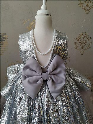 Baby Girl Sequin Tulle Pearl Bow Dress