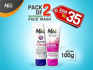 Mec Whitening Face Wash (pack Of 2) Flawless White, Acne Clean
