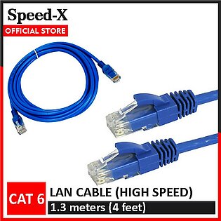 SpeedX LAN Cable 1.3 meters (4 feet) Cat 6 Ethernet Cable FIXED CONNECTORS Internet Wire