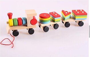 Wooden Shapes Train Toy Multi Color Multi Shapes