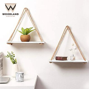 Wood Land Furniture NATURAL - DIY Tough Rope Hanging Shelf White