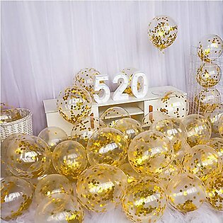Golden Confetti Ballons , ( Pack Of 10 ) Gold Confetti Balloons , Confetti Balloons For Birthday , Baby Shower , Decoration , Confetti Balloons Set , Confetti Sprinkles