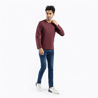 Select By Daraz - Full Sleeves T Shirt For Men & Boys - Maroon