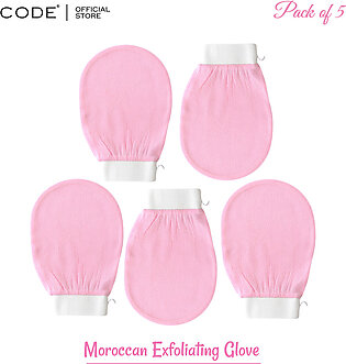 Code Moroccan Exfoliating Gloves 5pcs - Dead Skin Remover - Exfoliating Bath Washcloth Scrub Mitt For Body - Exfoliating Massage Mitt Back Scrubber Glove