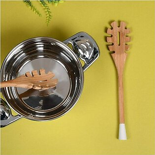 Wooden Spoon Non Stick Spoon Natural Bamboo Wood for Pasta/ Spaghetti/ Noodles/Vermicelli Cooking and Serving Spoon Cooking Spoon and Serving Spoon Non Stick Spoon for Healthy Lifestyle-White & Blue